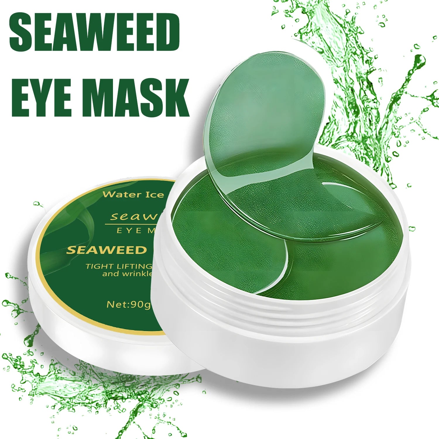 60-Piece Seaweed Hyaluronic Acid Eye Mask for Dark Circle Reduction and Collagen Support in Facial Care