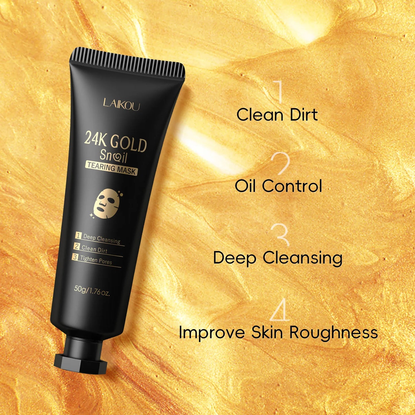 24K Gold Snail Peel-Off Mask - Advanced Pore Cleansing and Blackhead Removal for Detoxified, Radiant Skin Care (50g)