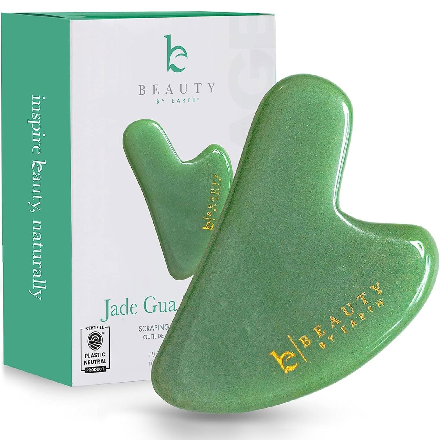 Jade Gua Sha Facial Tool - Professional Face Sculpting and Massager for Lymphatic Drainage and Jawline Definition, Eye Depuffer and Skin Care Solution