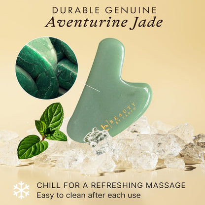 Jade Gua Sha Facial Tool - Professional Face Sculpting and Massager for Lymphatic Drainage and Jawline Definition, Eye Depuffer and Skin Care Solution