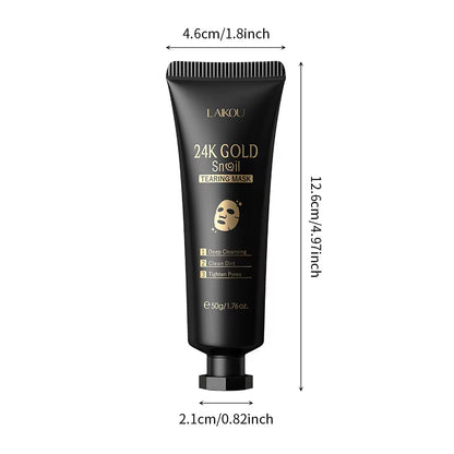 24K Gold Snail Peel-Off Mask - Advanced Pore Cleansing and Blackhead Removal for Detoxified, Radiant Skin Care (50g)