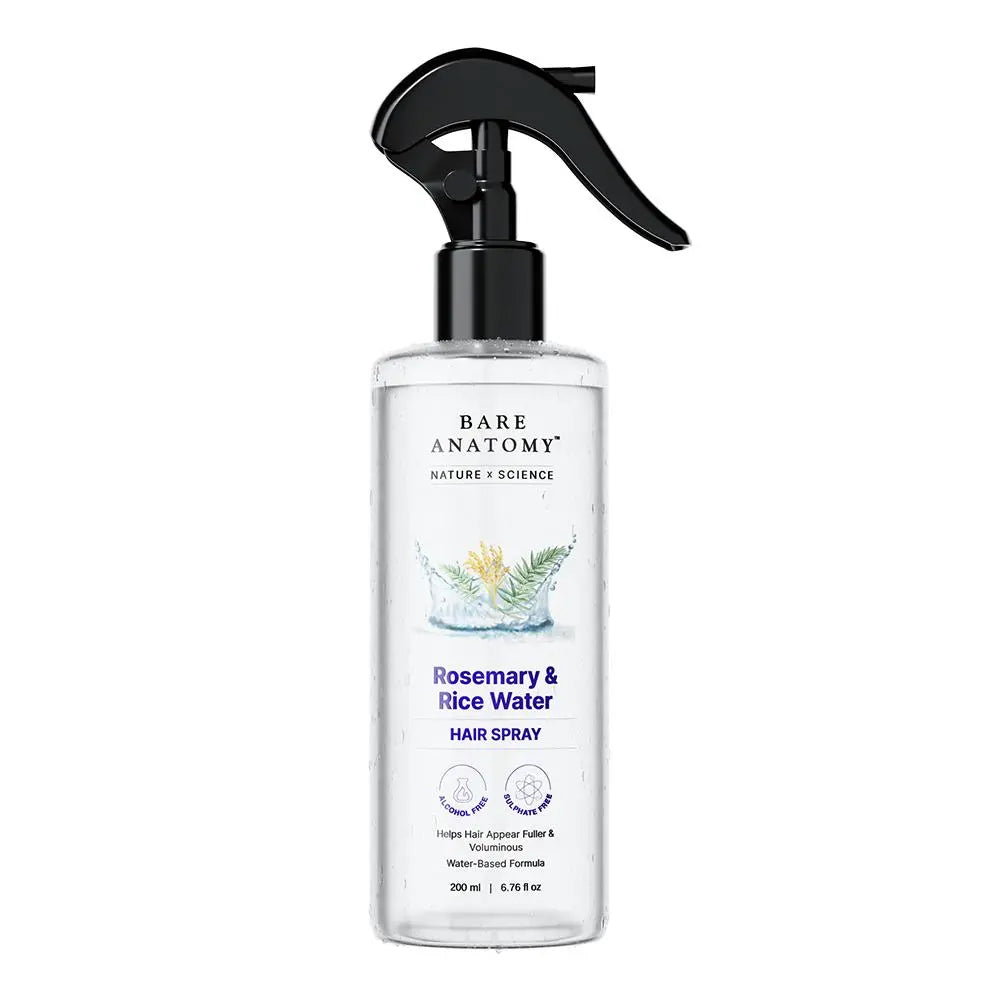 Bare Anatomy Nature X Science Rosemary and Rice Water - 100% Natural Extract for Soft, Smooth Hair - Non-Greasy and Fast Absorbing - 200 ml