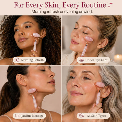 Rose Quartz Face Roller - Premium Skin Care Tool for Fine Lines and Wrinkles, Ideal Relaxation Gift for Women and Teenage Girls, Beauty and Self-Care Essential