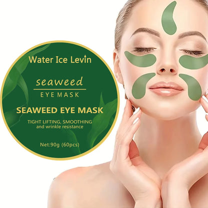 60-Piece Seaweed Hyaluronic Acid Eye Mask for Dark Circle Reduction and Collagen Support in Facial Care