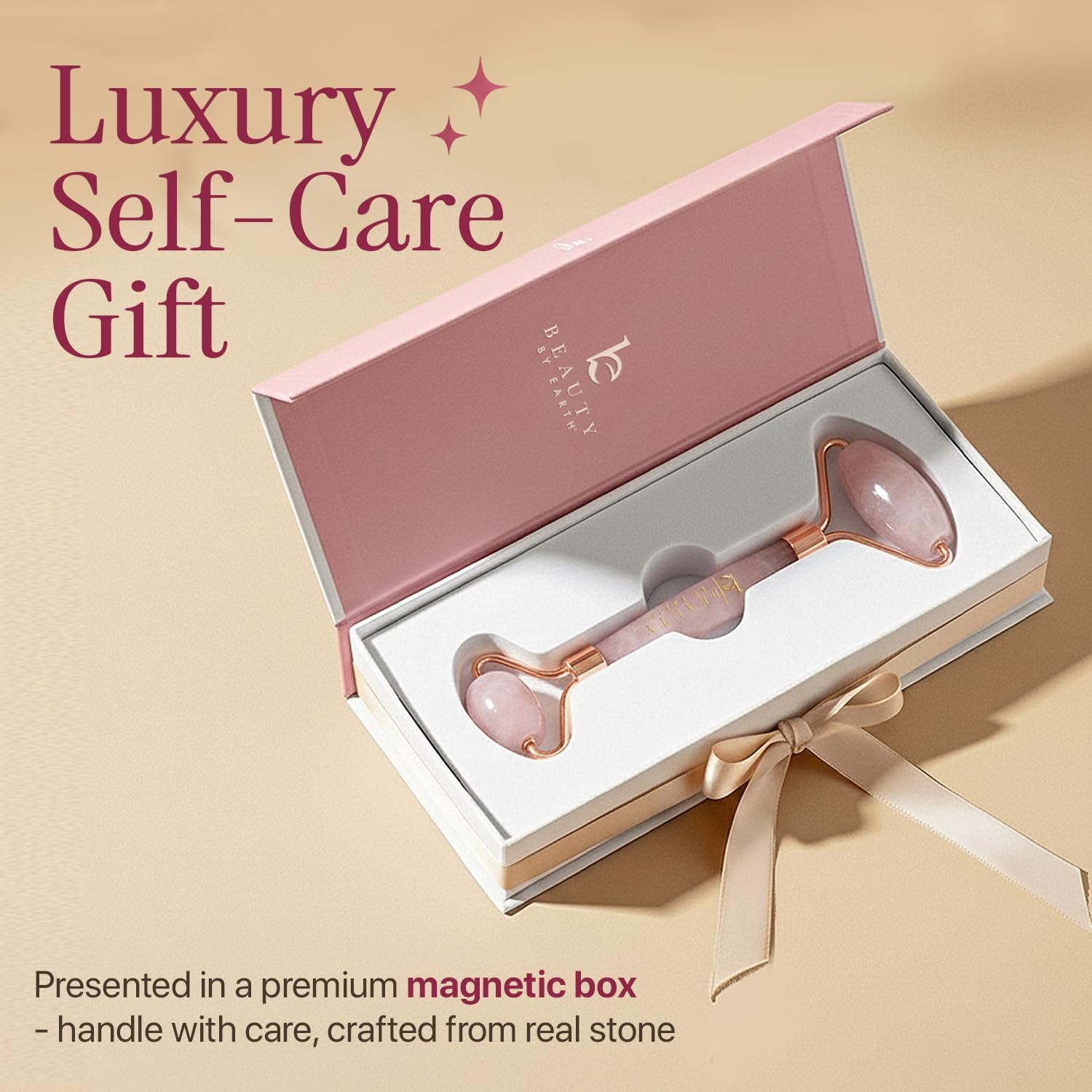 Rose Quartz Face Roller - Premium Skin Care Tool for Fine Lines and Wrinkles, Ideal Relaxation Gift for Women and Teenage Girls, Beauty and Self-Care Essential