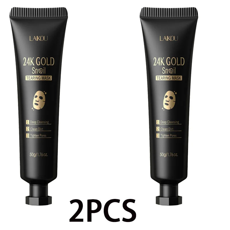 24K Gold Snail Peel-Off Mask - Advanced Pore Cleansing and Blackhead Removal for Detoxified, Radiant Skin Care (50g)