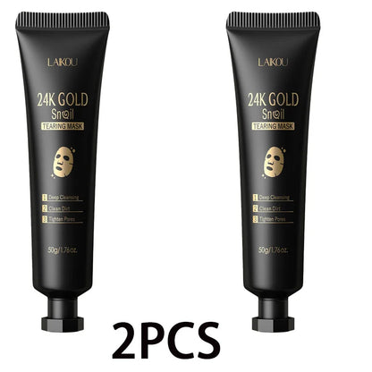24K Gold Snail Peel-Off Mask - Advanced Pore Cleansing and Blackhead Removal for Detoxified, Radiant Skin Care (50g)