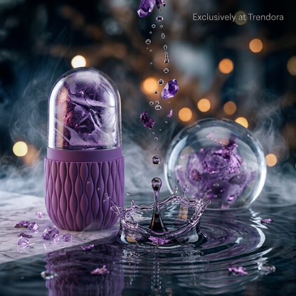 Trendora Ice Face Roller in Purple with amethyst crystal ice — cryo facial tool