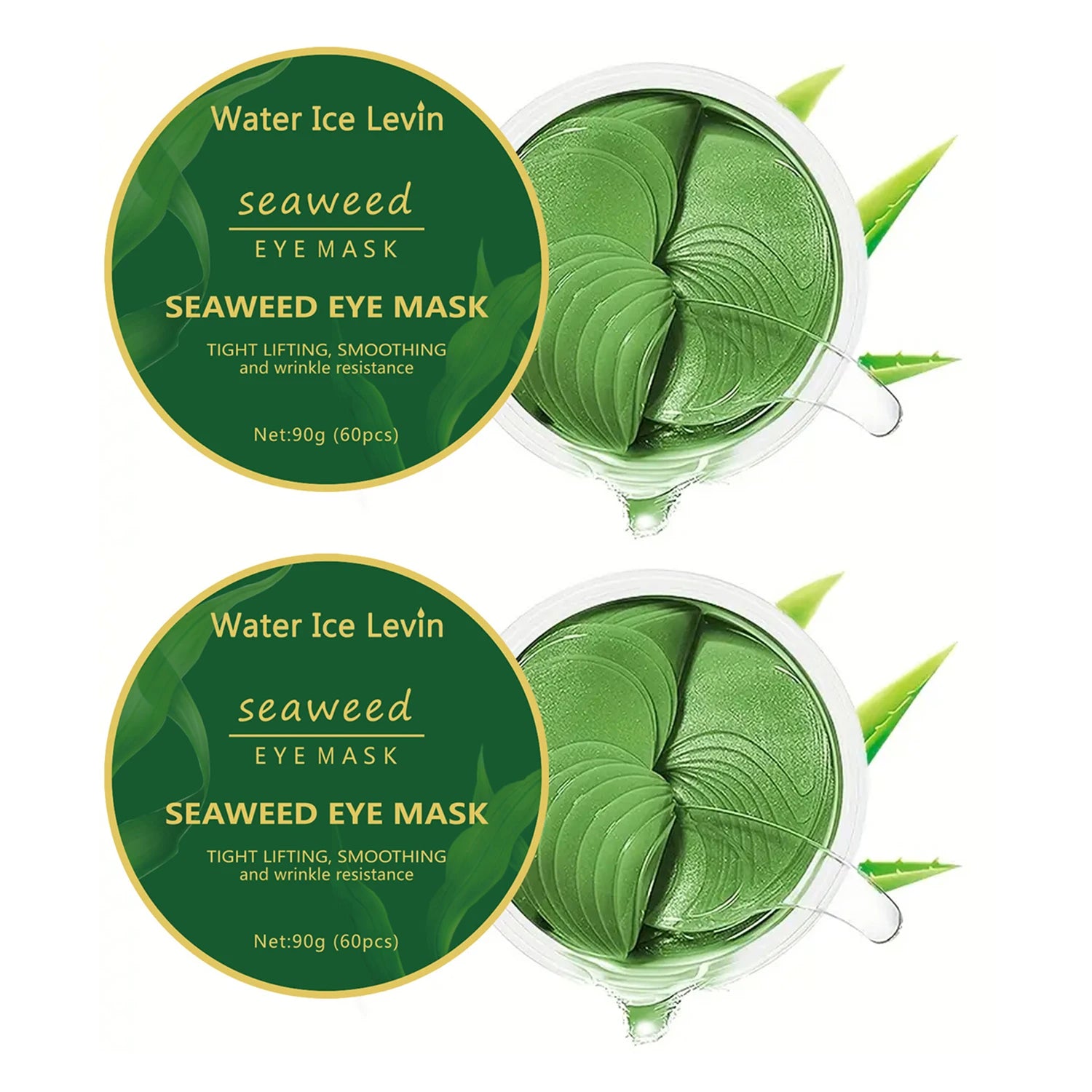 60-Piece Seaweed Hyaluronic Acid Eye Mask for Dark Circle Reduction and Collagen Support in Facial Care