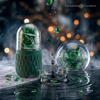 Trendora Ice Face Roller in Green with emerald crystal ice — cryo facial tool