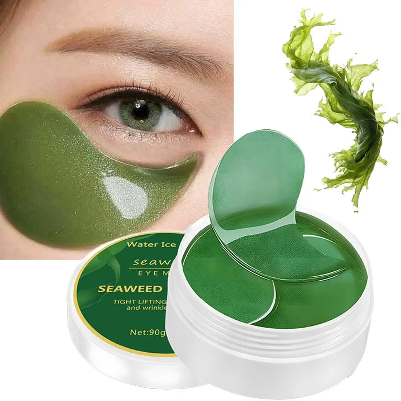 60-Piece Seaweed Hyaluronic Acid Eye Mask for Dark Circle Reduction and Collagen Support in Facial Care