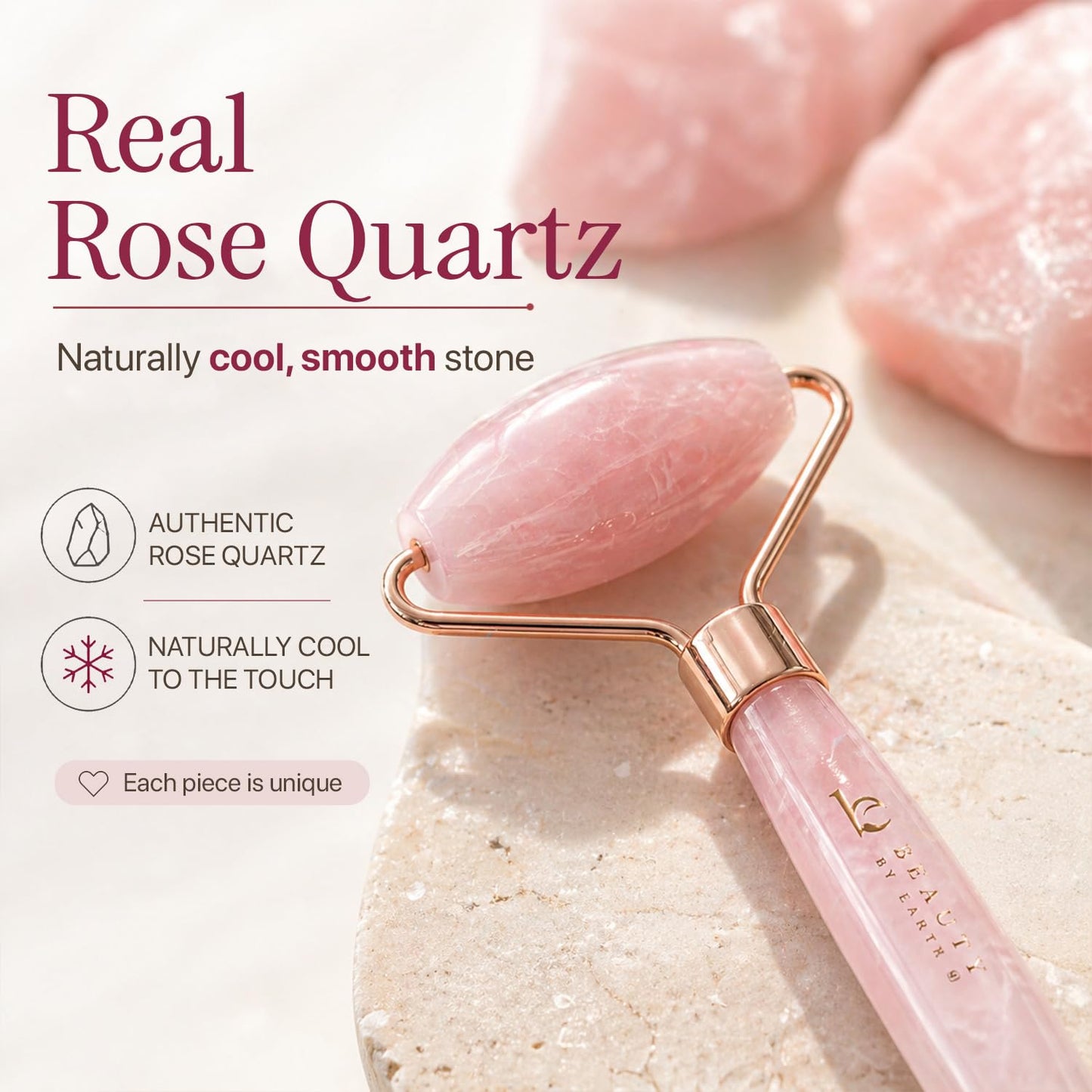 Rose Quartz Face Roller - Premium Skin Care Tool for Fine Lines and Wrinkles, Ideal Relaxation Gift for Women and Teenage Girls, Beauty and Self-Care Essential