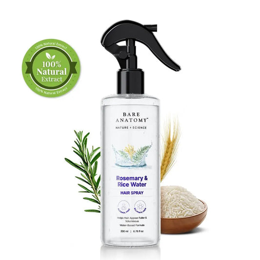 Bare Anatomy Nature X Science Rosemary and Rice Water - 100% Natural Extract for Soft, Smooth Hair - Non-Greasy and Fast Absorbing - 200 ml