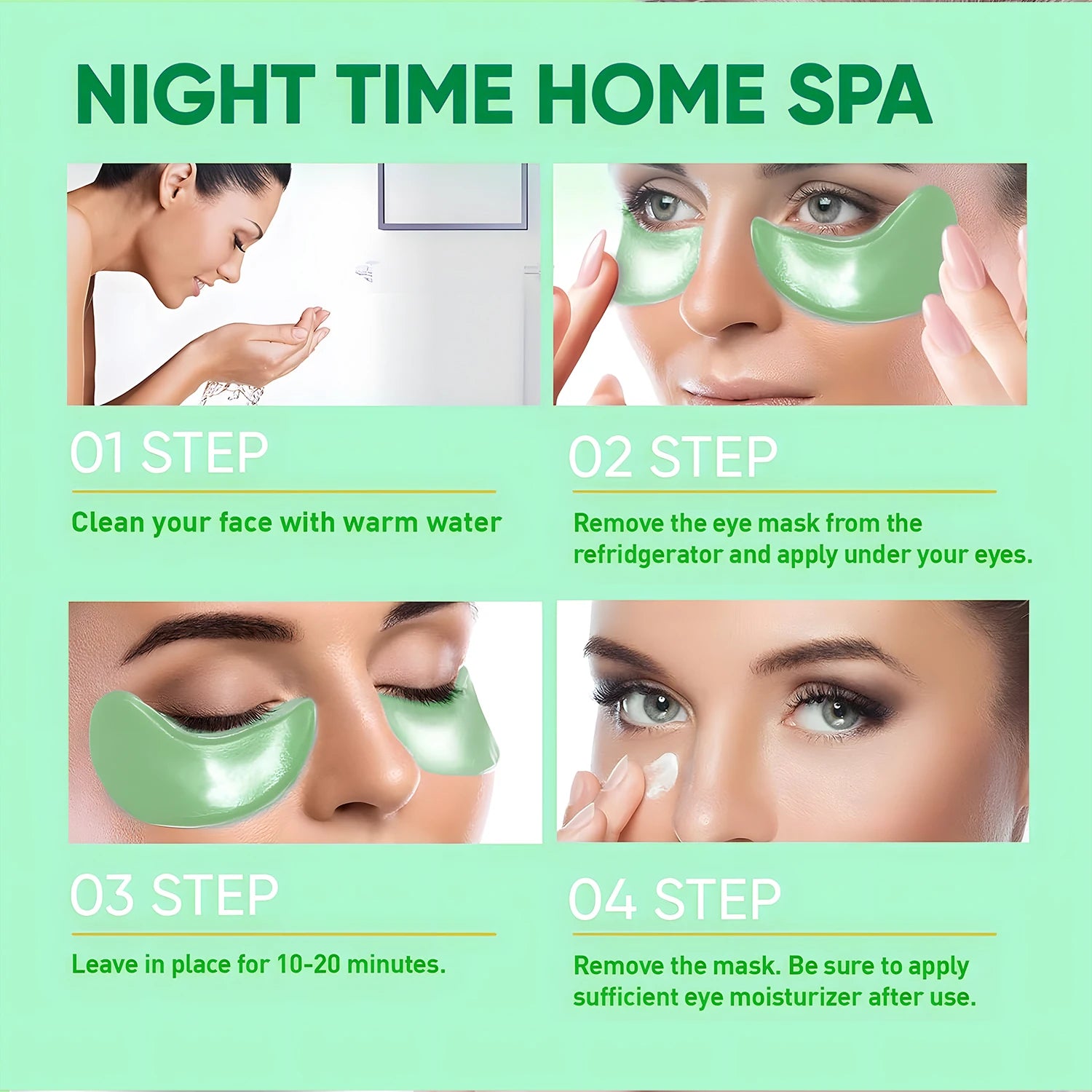 60-Piece Seaweed Hyaluronic Acid Eye Mask for Dark Circle Reduction and Collagen Support in Facial Care