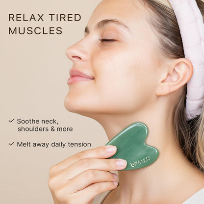 Jade Gua Sha Facial Tool - Professional Face Sculpting and Massager for Lymphatic Drainage and Jawline Definition, Eye Depuffer and Skin Care Solution
