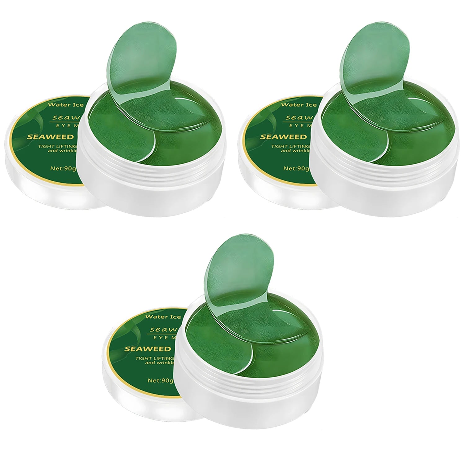 60-Piece Seaweed Hyaluronic Acid Eye Mask for Dark Circle Reduction and Collagen Support in Facial Care
