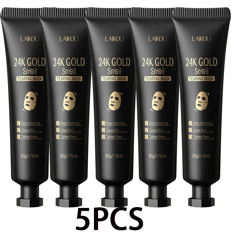 24K Gold Snail Peel-Off Mask - Advanced Pore Cleansing and Blackhead Removal for Detoxified, Radiant Skin Care (50g)