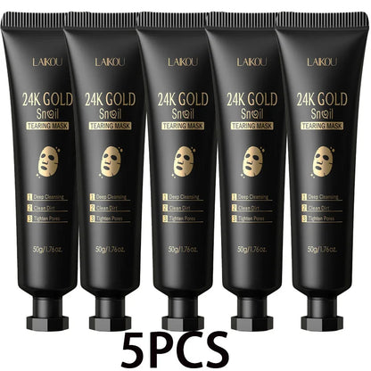 24K Gold Snail Peel-Off Mask - Advanced Pore Cleansing and Blackhead Removal for Detoxified, Radiant Skin Care (50g)